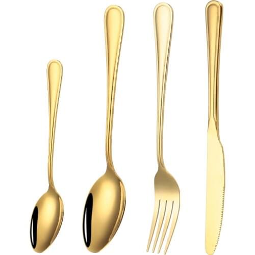 4PCS Flatware Set Stainless Steel Cutlery Silverware Sets Knife Spoons Fork Flatware Christmas Gift Kitchen Utensils Tableware