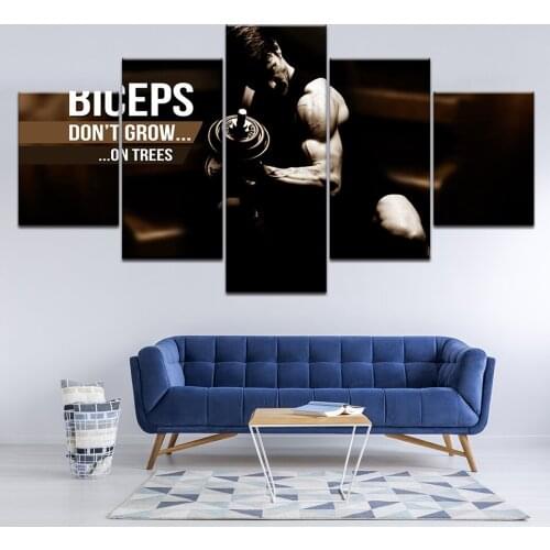 5panel Sportsman Muscle Bodybuilding Fitness Motivational Canvas Print Poster Art Painting Gym Wall Decor Inspirational Picture