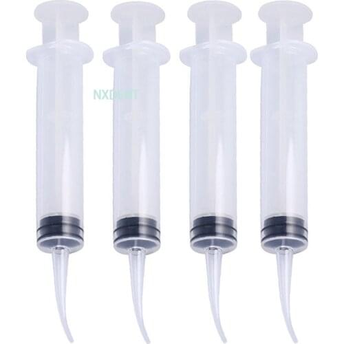 5pcs 12ml Disposable Elbow Syringe Dental Irrigation Syringe With Tip Dental Kit Tooth Whitening Material Dental Instrument
