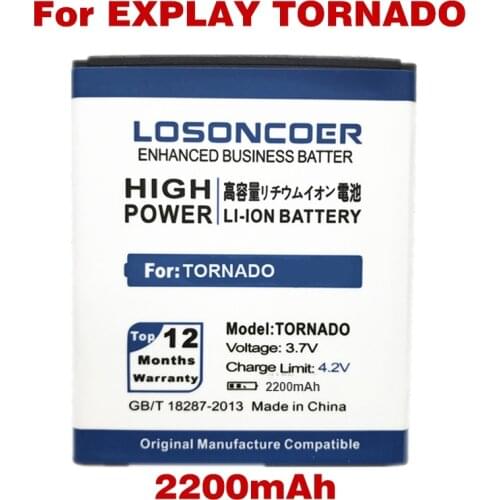 LOSONCOER 2200mAh TORNADO Mobile Phone Battery Use for EXPLAY TORNADO Battery Global Free Shipping