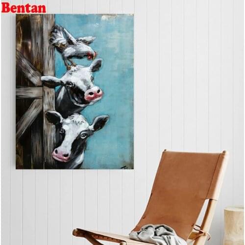 Mozaika puzzles,diamond embroidery,cow and chicken,painting by numbers,diamond painting cross stitch,animal,mosaic diamond