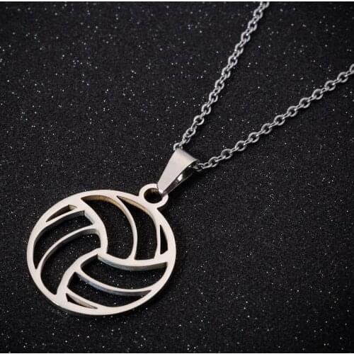 Hfarich Stainless Steel Beach Volleyball Basketball Pendant Necklaces for Women with Gift Box