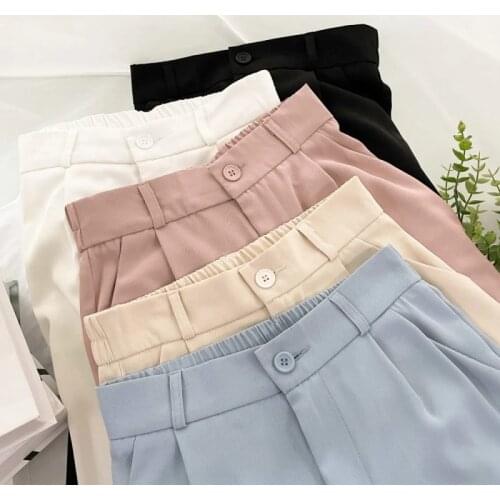 Light-colored Straight-leg Suit Pants Womens 2021 Spring Summer High-waisted Loose Slim Black Nine-point Small Trousers