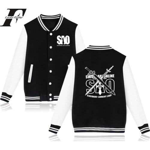 Anime Sword Art Online SAO Baseball Jacket print fashion men women Hoodies Sweatshirts casual Long Sleeve Jackets coats tops 4XL