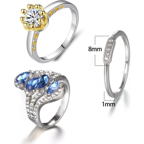 Wedding Crown Rings for Women Couple Creative Fashion Zircon Cubic Zircom Water Drop Charms Crystals Ring Rings for Men