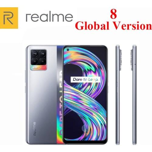Original Official New Global Version Realme 8 Cell Phone Helio G95 6.44Inch AMOLED 5000mAh 30W Charge NFC 64MP Quad Cameras