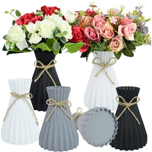 Plastic Flower Vase with Rope Design Differing Unique Shapes for Wedding/Dinning/Home Place Flower Bouquet Decoration