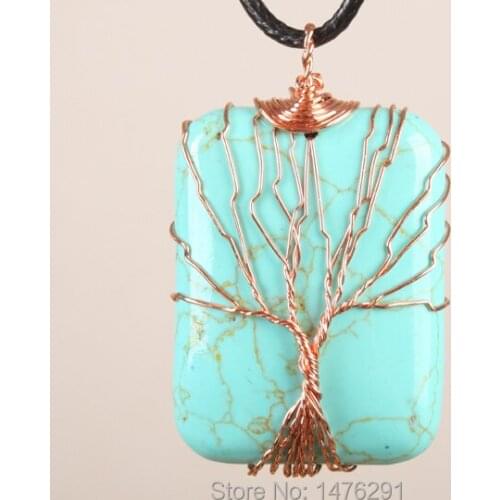 Unique 40x30MM Howlite Stone Handmade Wire Winding Pendant 1PCS