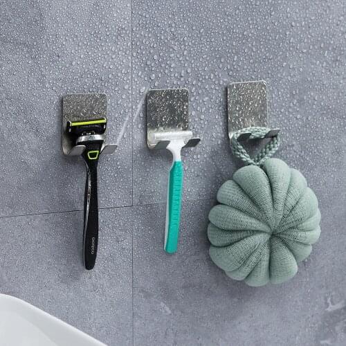 Shelf Bathroom Razor Accessories Hook Wall Men Shaving Free Holder Storage Pcs Punch Shaver Rack Accessory Stainless Steel For