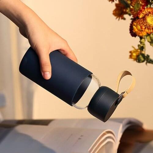 Portable Glass Water Bottle 400ml Eco-Friendly Vacuum Flask Juice Insulated Water Bottle Travel Coffee Mug Lovers Adults Gifts