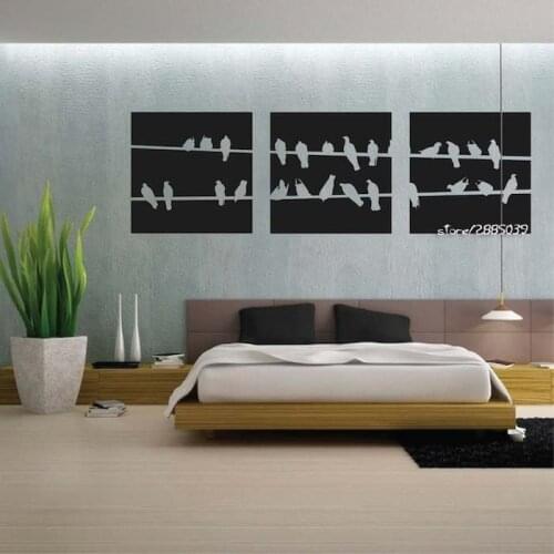 Birds On Wire Panel Wall Stickers Decor Living Room Background Wall Decal New Arrivals E-co Friendly Vinyl Wallpaper SA747