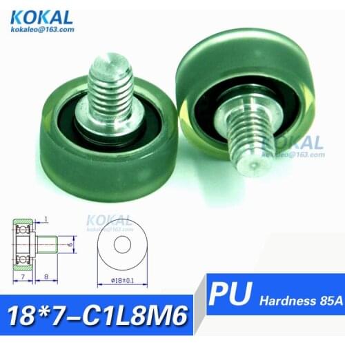 [PU18*7-C1L8M6]Free Shipping 10pcs currency-count machine bearing roller wheel PU TPU screw M6 pulley 18*7 PU18-7 wheel