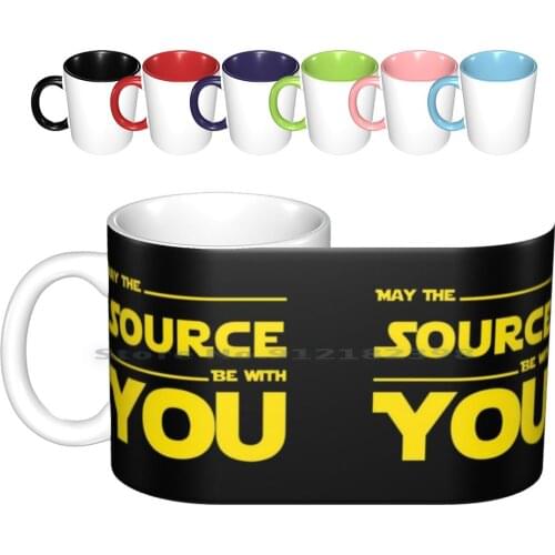 May The Source Be With You Yellow Coder & Sci-Fi Geek Design Ceramic Mugs Coffee Cups Milk Tea Mug Code Coder Developer Funny
