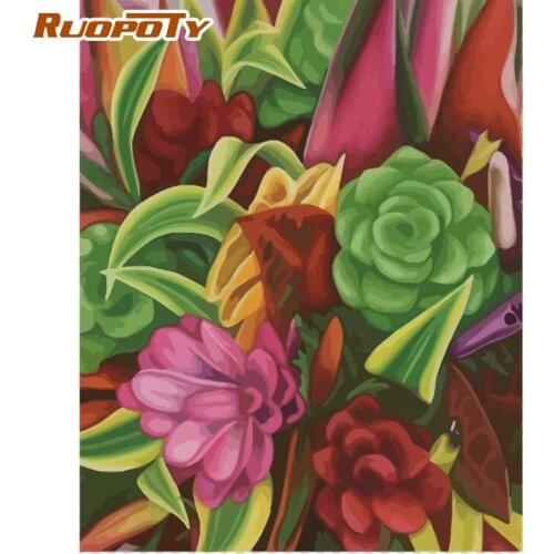 RUOPOTY Frame Diy Painting By Numbers Kits Flowers Drawing Coloring By Numbers For Adults Home Decoration 60x75cm Wall Artwork
