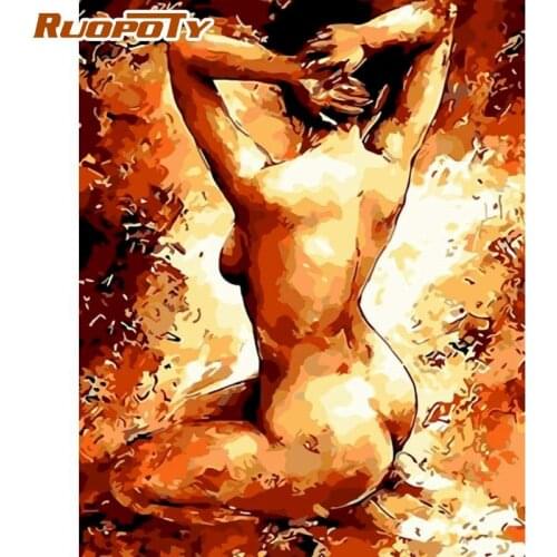 RUOPOTY Naked Girl Figure Paints By Numbers For Adults 40x50cm Framed On Canvas Handmade Home Bedroom Wall Decoration Crafts