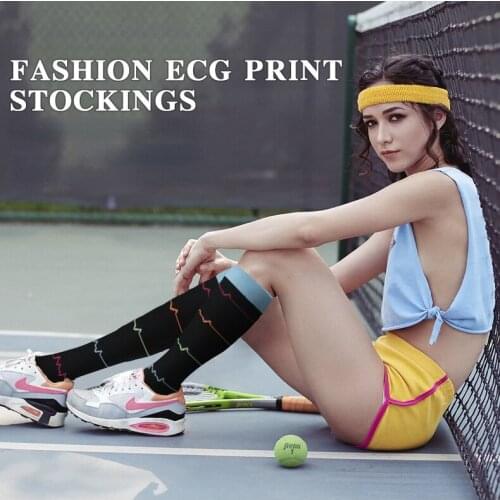 Sport Compression Stockings Funny Pattern Halloween ballon Dot Leg Pressure Running Cycling Multi Color Compress Socks