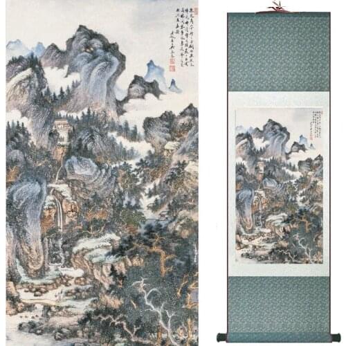 Old fashion painting landscape art painting Chinese traditional art painting China ink painting2019081605