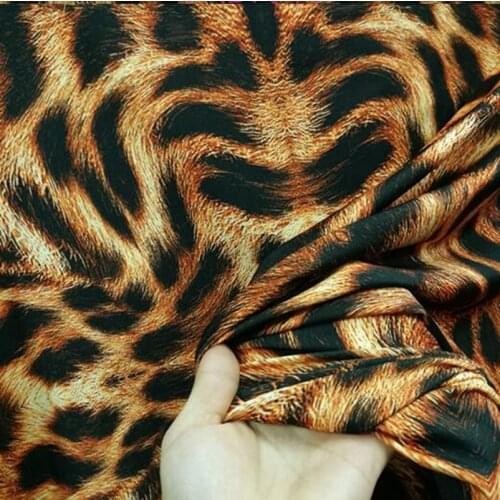 Tiger Pattern Leopard Printed Fabric Latin Dance Fabric Knitted Micro Fiber Fabric Stretch DIY Sewing Gymnastic Leotart T-Shirt