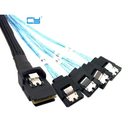 MINI SAS 4i SFF-8087 36P To 4 SATA 7Pin HDD Hard Disk internal cable,1m