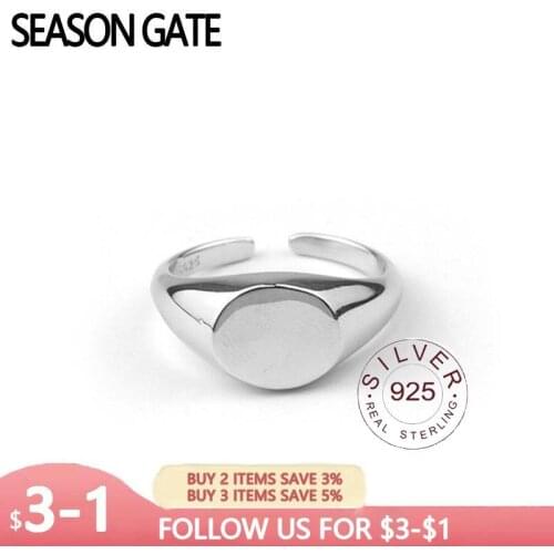 Season Gate Sterling Silver Fashion Personalityins Oval Temperament Adjustable Size Open Ring SR072