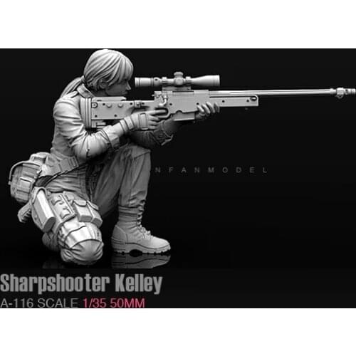 1/35 (50mm) Resin Kits female Soldier model self-assembled A-116