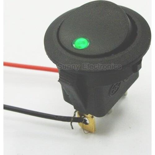 100PCS Green LED Dot Light 12V Car Auto Round Rocker ON/OFF TOGGLE SPST SWITCH