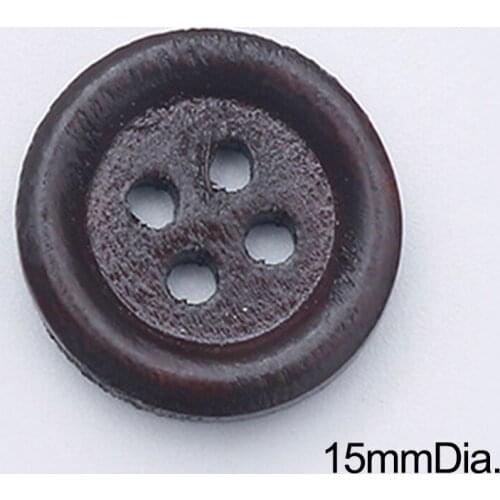15mm 100PCs Natural Wood Round Wooden Buttons Coffee Red DIY Sewing Scrapbooking For Clothes Handmade 4 Holes