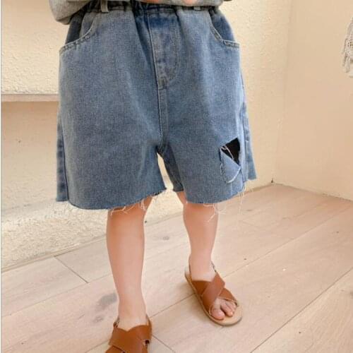 2021 new style girls boys denim shorts summer cotton fashion kids shorts