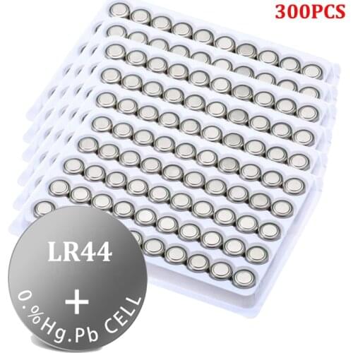 300PCS AG13 A76 LR44 357A S76E G13 Button Coin Shaped Cell Battery 1.5V Alkaline Button Batteries for pointers Clocks Watches
