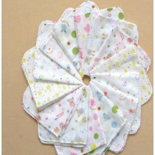 31*31cm Two-layer Handkerchief Wholesale Cotton Squares Baby Bibs Boys Girls Towel Infant Saliva Towel 10 Pc/lot