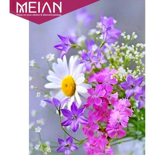 Meian Flower 5D DIY Diamond Embroidery Paintings Flowers daisy Home Decoration Full Drill Picture Handcraft Kits cross-stitch