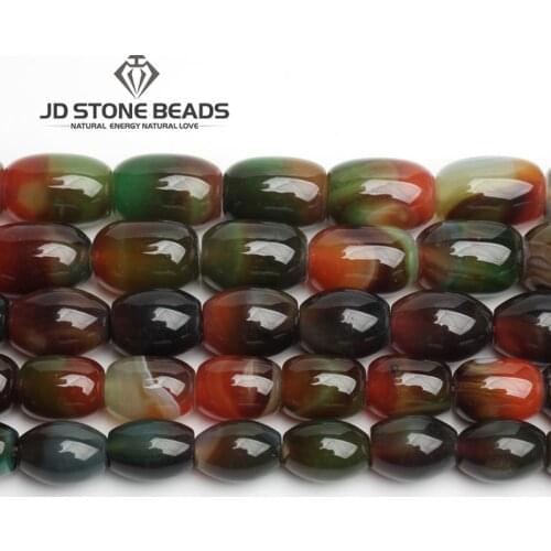 JD Stone Beads Free Shipping Multicolor Agate Drum Barrel Shape Beads Semi-Finished Handmade Bracelet Beads Accessory