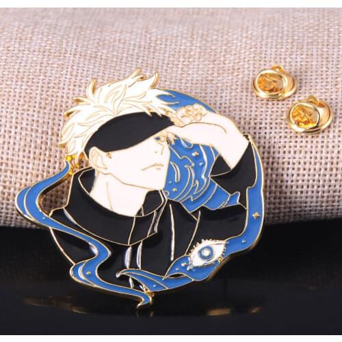Big Size Cool Satoru Gojo Enamel Pins Brooch Anime Jujutsu Kaisen Cartoon Figure Badge Brooches for Women Men Lapel Pin Jewelry