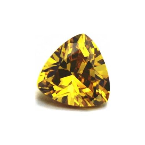 Triangle shape triangular brilliant cut Golden Cubic Zirconia yellow stone beads for jewelry making DIY loose stones