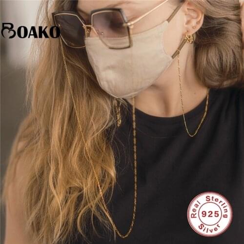 BOAKO S925 Silver Basic Chains Sunglasses Masking Chains For Women Men Various Kinds Eyeglasses Chains Fashion Jewelry Collars