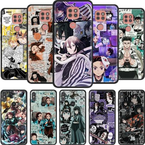 Phone Case for Motorola Moto G9 Play One Fusion Plus G8 Power G Stylus Hyper E7 Edge Lite Black Cover Anime Demon Slayer