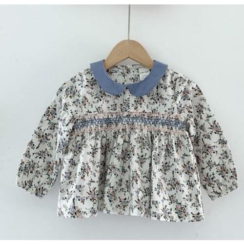 Kids Baby Girls Blue Floral Shirt For Girls Shirt Spring Autumn Kids Baby Girl Shirt Kids Girls Childrens Clothes Shirt