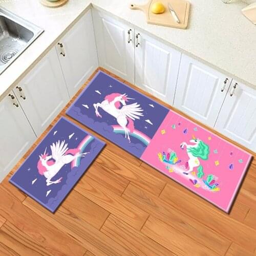Kids Cartoon Unicorn Area Rugs And Crystal Velvet Carpets For Baby Home Living Room Anime Bedroom Study kitchen Door Floor Mats
