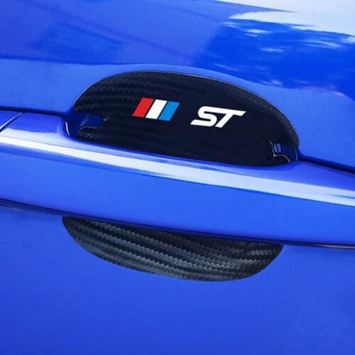 For Ford Focus ST 2013-2020 Car Sticker Accessories 4pcs Carbon Fiber Pattern Car Door Handle Scratch Protector Leather Stickers