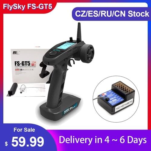 FlySky FS-GT5 2.4G 6CH AFHDS RC Transmitter Can Store 20 Models Remote Controller With FS-BS6 Receiver for RC Car Boat