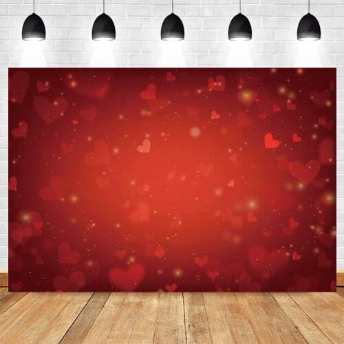Valentines Day Background Wedding Photocall Red Love Heart Glitter Light Bokeh Baby Portrait Birthday Photography Backdrop Prop