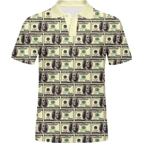 IFPD EU Size Dollar Polo T Shirt Hip Hop Fashion 3D Print Money Polo Shirts Funny Cool Mens Casual Harajuku Plus Size Clothing