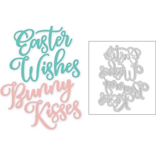 2020 Hot New English Letter Word Easter Wishes Kisses Bunny Metal Cutting Dies Foil and Scrapbooking For Card Making no stamps