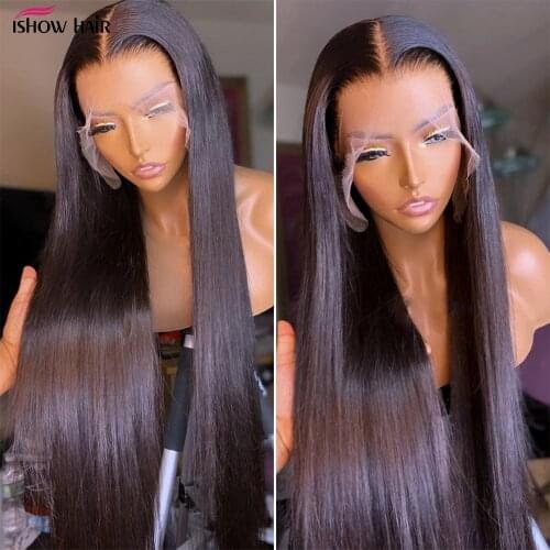 Ishow 30 Inch Straight Lace Front Wigs For Women Human Hair Wigs Pre Plucked Transparent Lace Wigs human hair 13x4 Frontal Wig