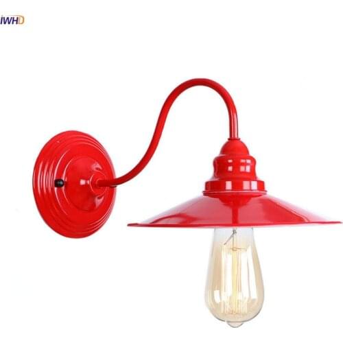 IWHD Loft Style Retro LED Wall Light Fixtures Bedroom Living Room Red Metal Vintage Wall Lamp Sconce Wandlampen Applique Murale