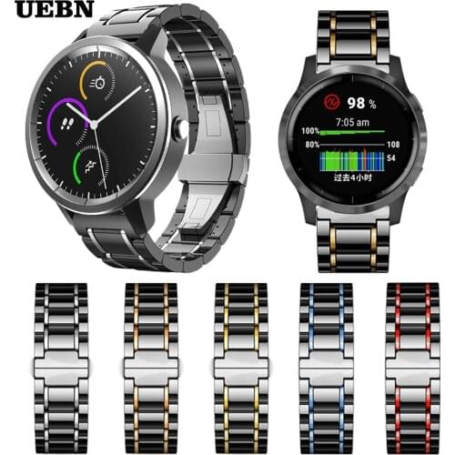 UEBN Ceramic strap for Garmin move 3 Band Bracelet for Garmin venu sq vivoactive 4 for Garmin Active Watchbands