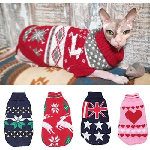Classic Winter Warm Cat Sweater for Cats Christmas Cute Pet Clothes Katten Kedi Puppy Pullovers Mascotas Clothing jersey perro
