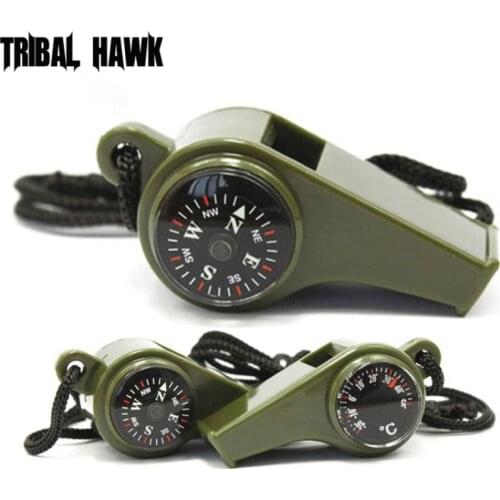 3 In 1 Compass Thermometer Survival Whistle Outdoor Military Tactical Multi Tool Emergency Equipment Camping Hiking Hunting Gear