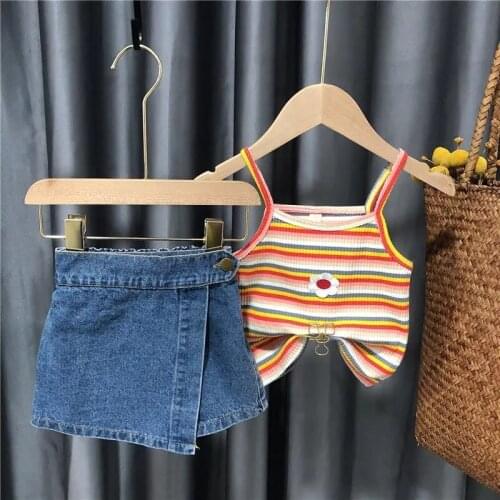 Girls Clothes Sets Childrens Denim Shorts Suit Summer All-match Thin Section Outer Baby Skirt Pants Suit Kids Pants Summer
