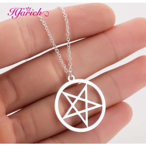 Hfarich Devils Trap Round Pentagram Pentacle Vintage Pendant Necklace for Girls Movie Magic Array Jewelry Wholesale 2019